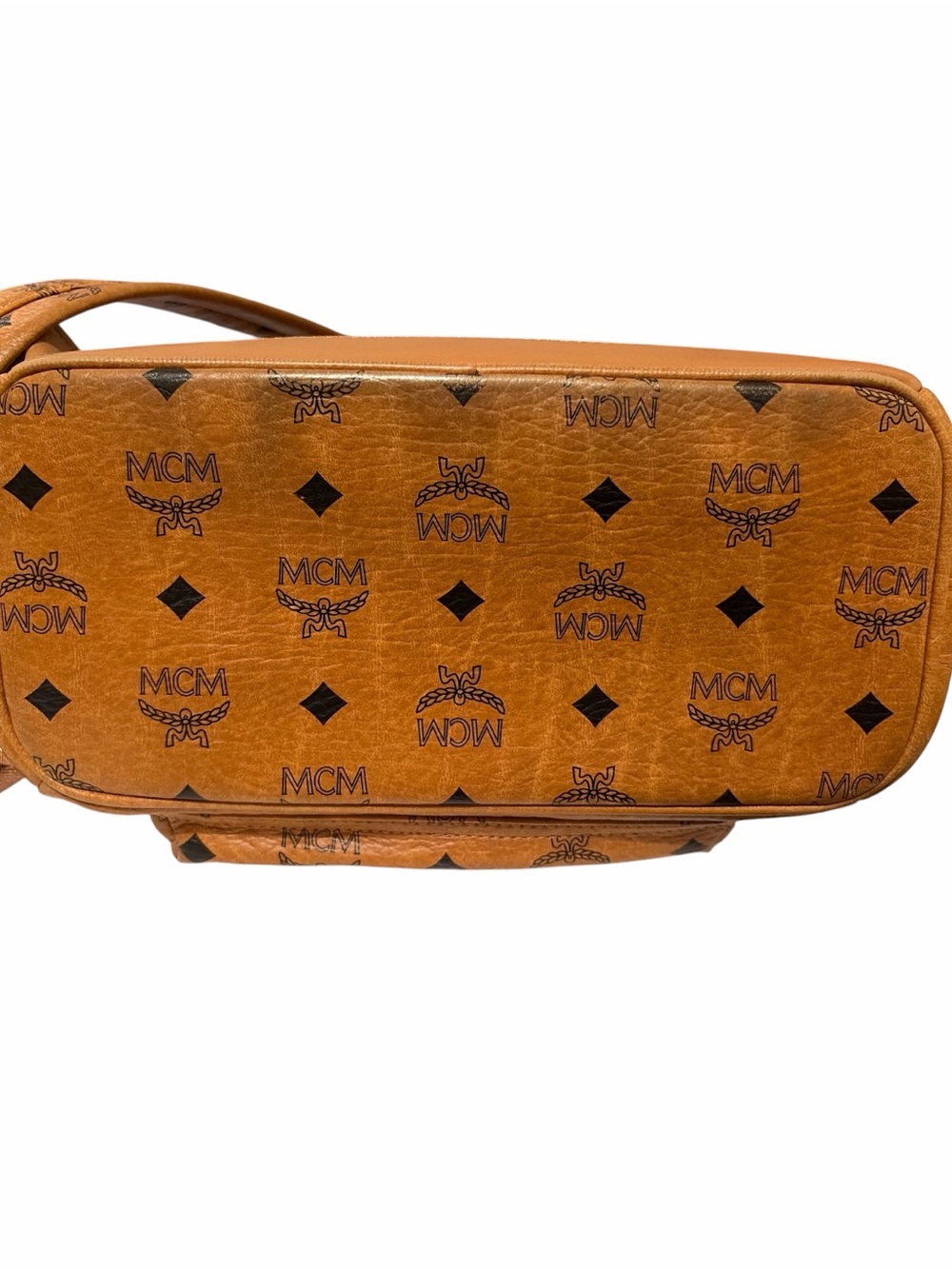 MCM Cognac Visetos Logo Print Backpack with Gold Hardware - Picture 6 of 9